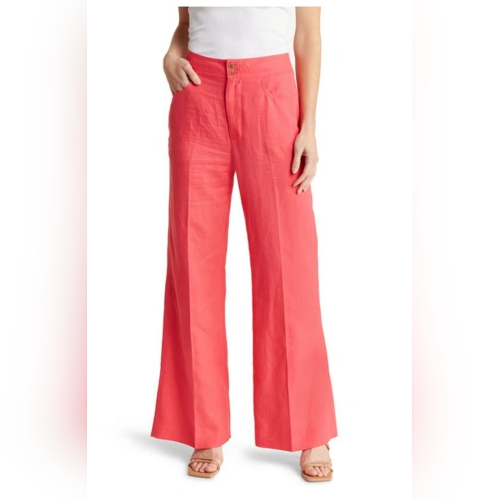 7 For All Mankind Modern Dojo High Waist Linen & Cotton Flare Leg Pants size 29